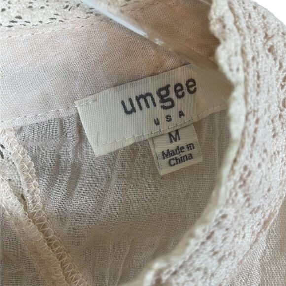 Umgee Lace Boho Romantic Cotton Blend Tunic Top Cream Medium - Picture 11 of 11